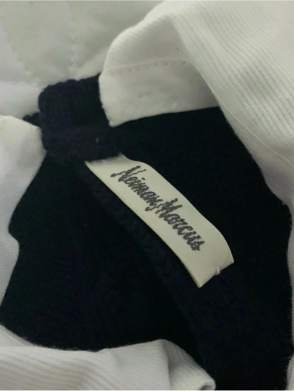 Neiman Marcus Navy Baby One-Piece with White Collar and Bear Appliqué
